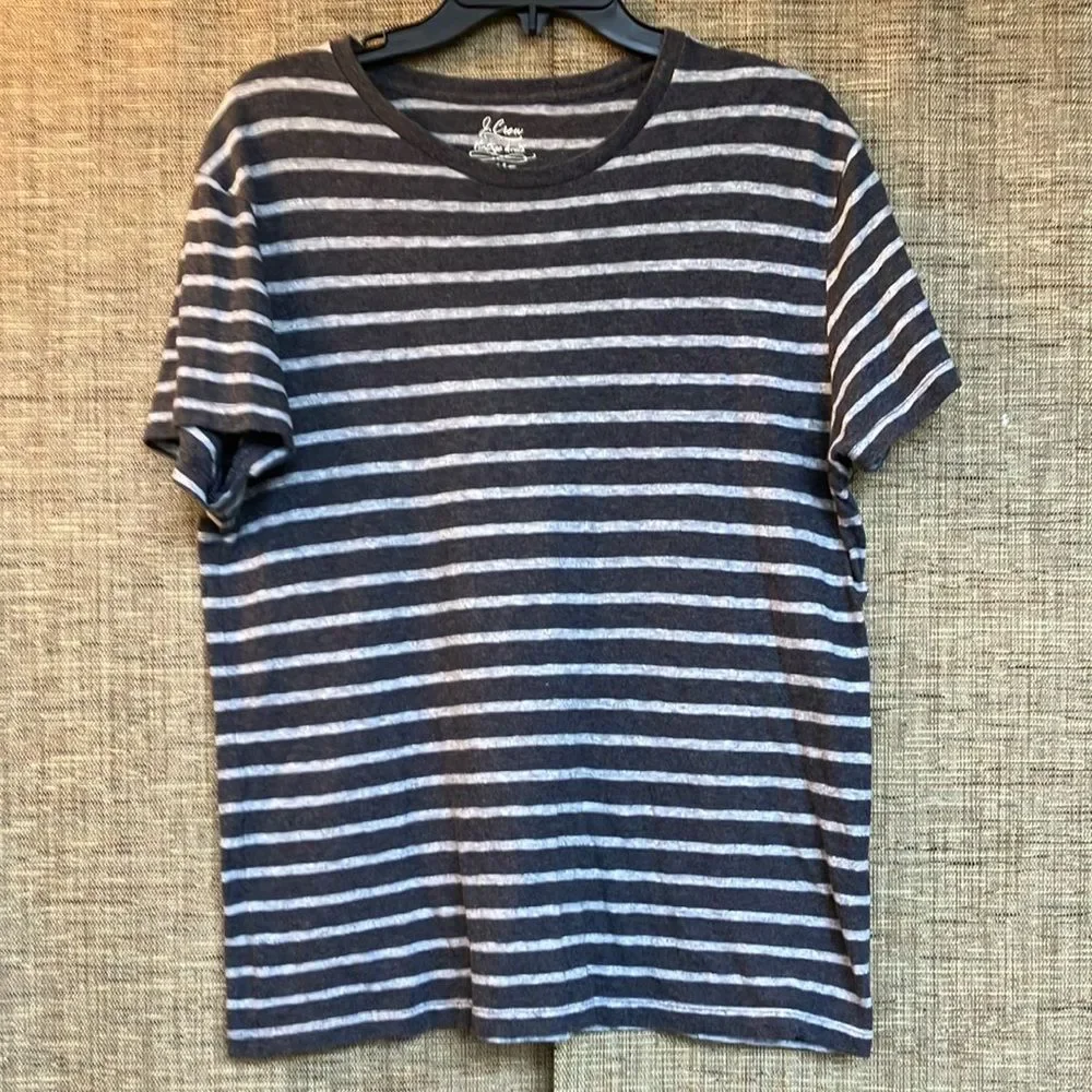 J.Crew Vintage Knits Men's Striped Gray cotton T-Shirt